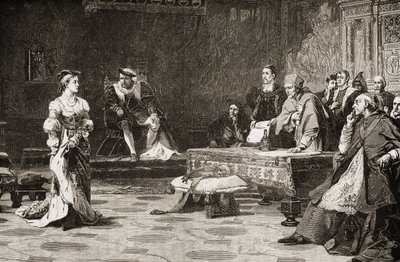 The First Trial of Catherine of Aragon (1485-1536) in 1529 by English School
